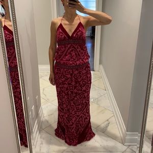Nicole Miller floral print sexy halter top gown